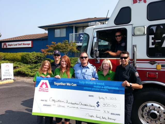 Self Storage Coquitlam donation Coquitlam Firefighters Charitable Society